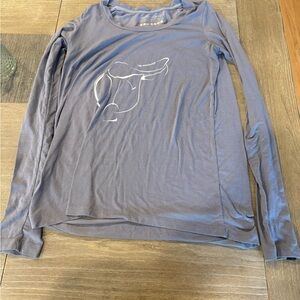Lightweight blue Long Sleeve Top with Subtle Graphic